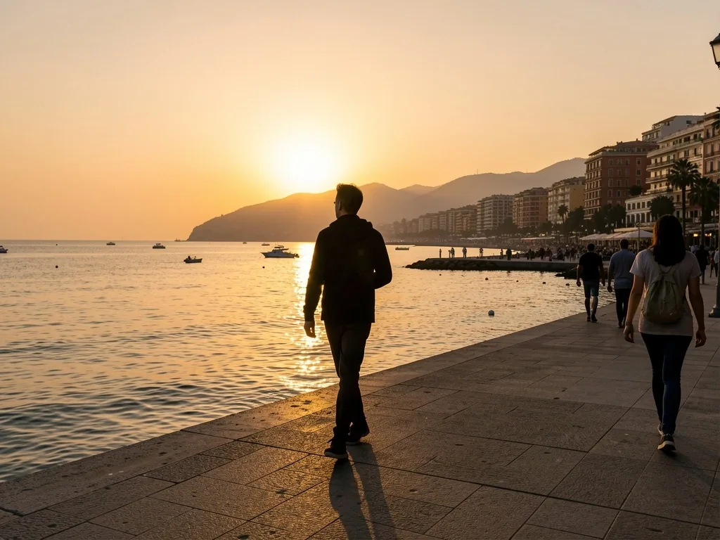 Camminata sul lungomare di Napoli all'alba