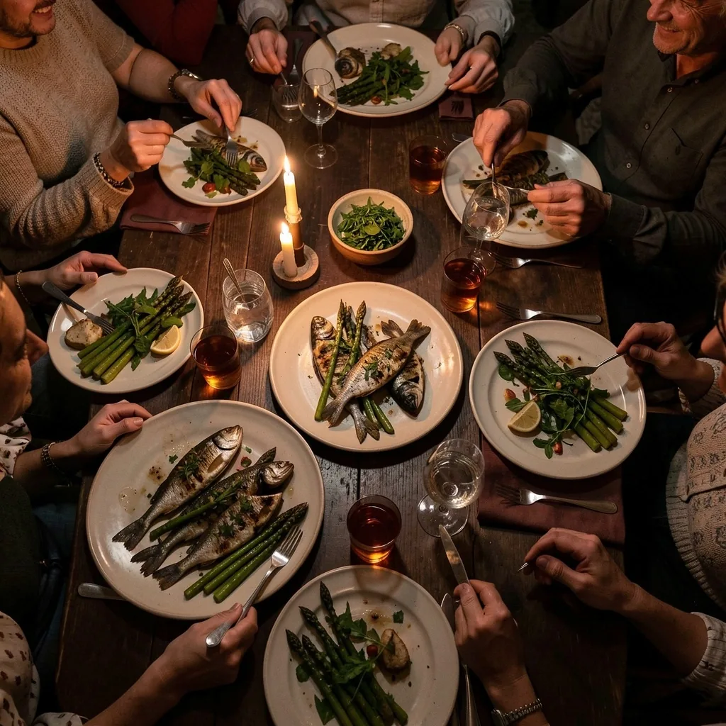Tavola conviviale con piatti keto e tè Good Body
