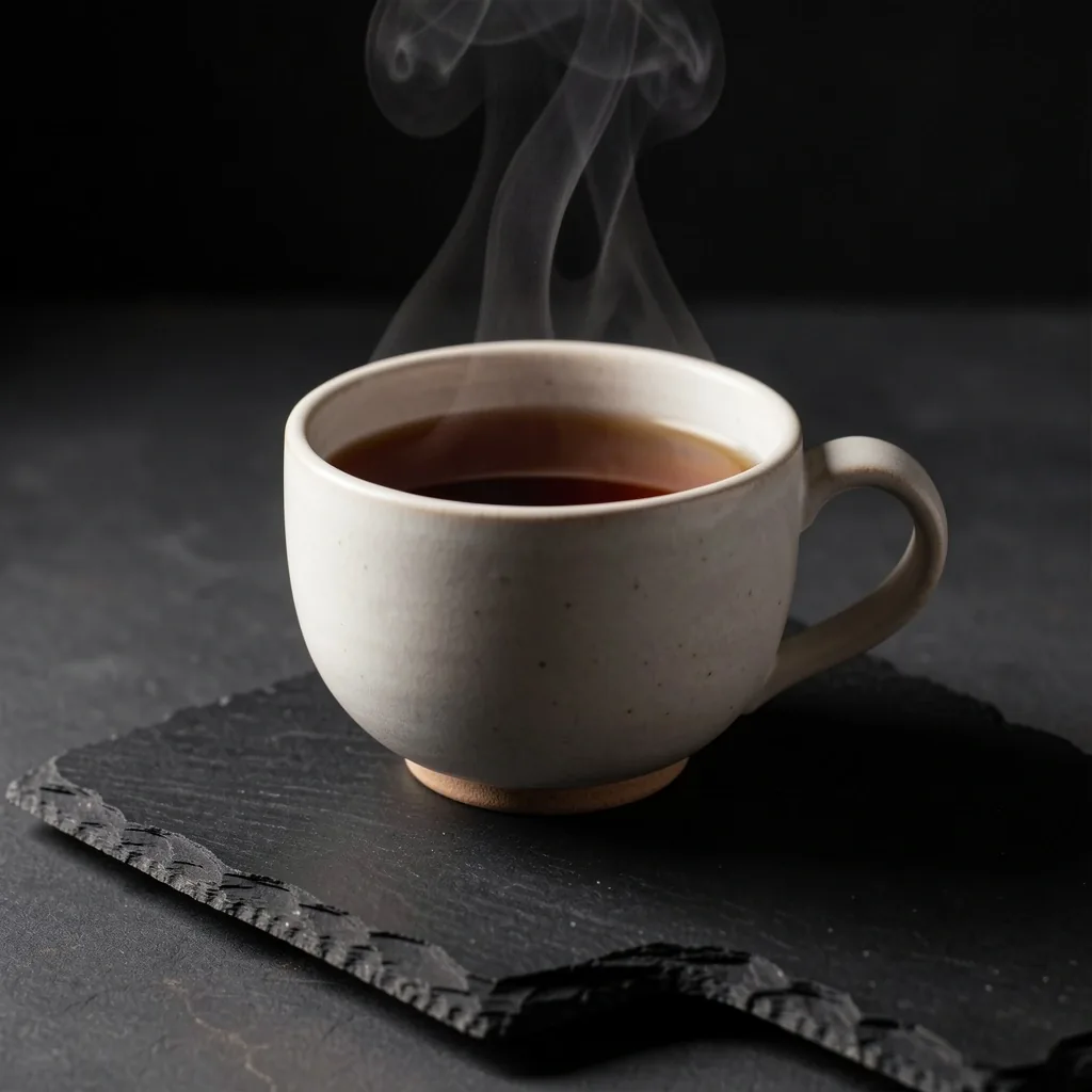 Tazza di tè su superficie in pietra nera